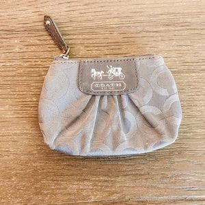 Coach Signature C Print Light Gray Coin Purse with Keyring and Storage Pouch